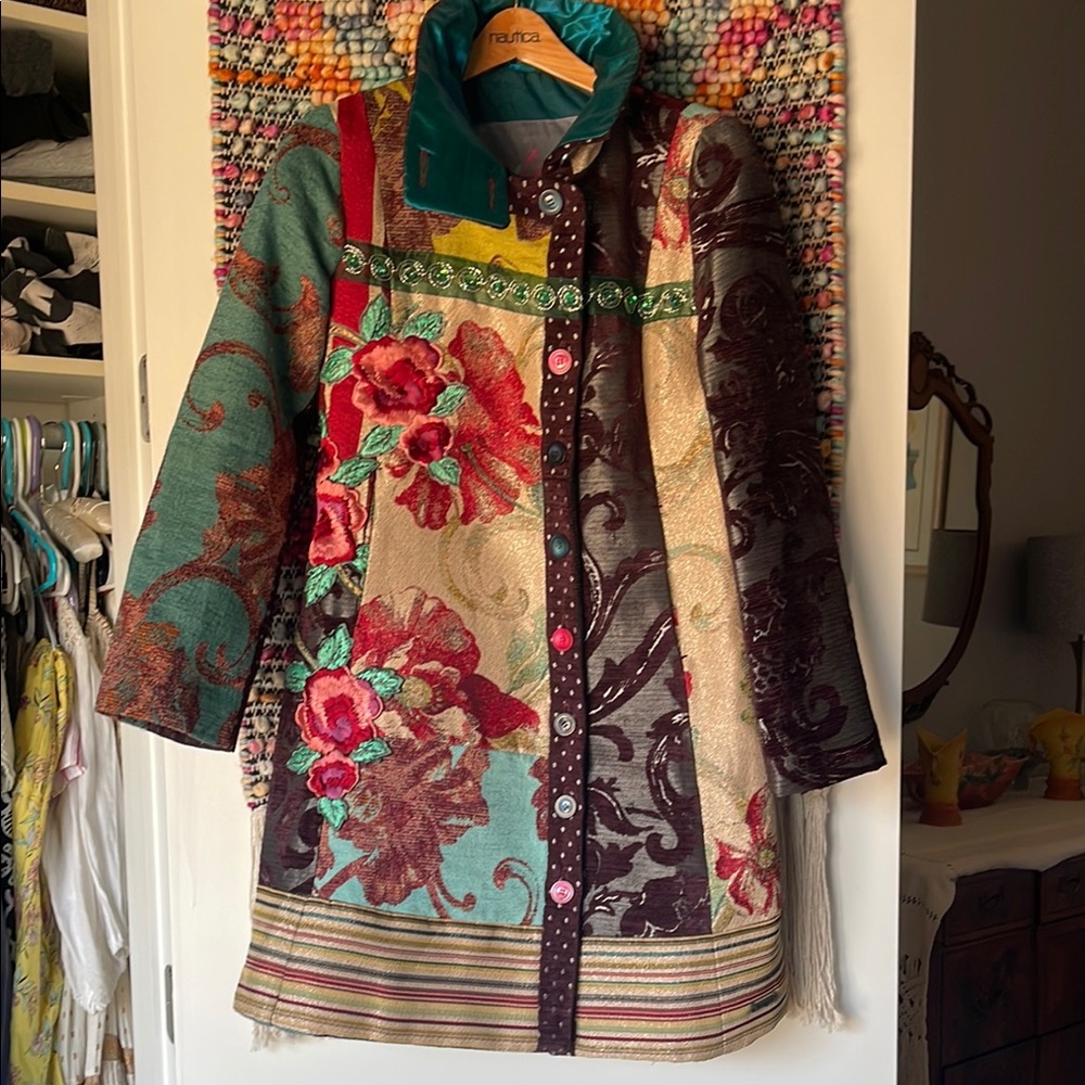 Desigual Colorful Floral Patch Cape